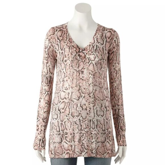 Apt. 9 Snake Skin Light Knit Sweater Pink - XS - Picture 3 of 10